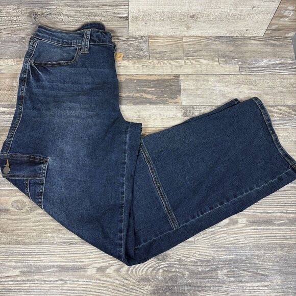 Juniors' Project Indigo Mid-Rise Cargo Straight-Leg Jeans Girls Size 15 - Picture 3 of 10